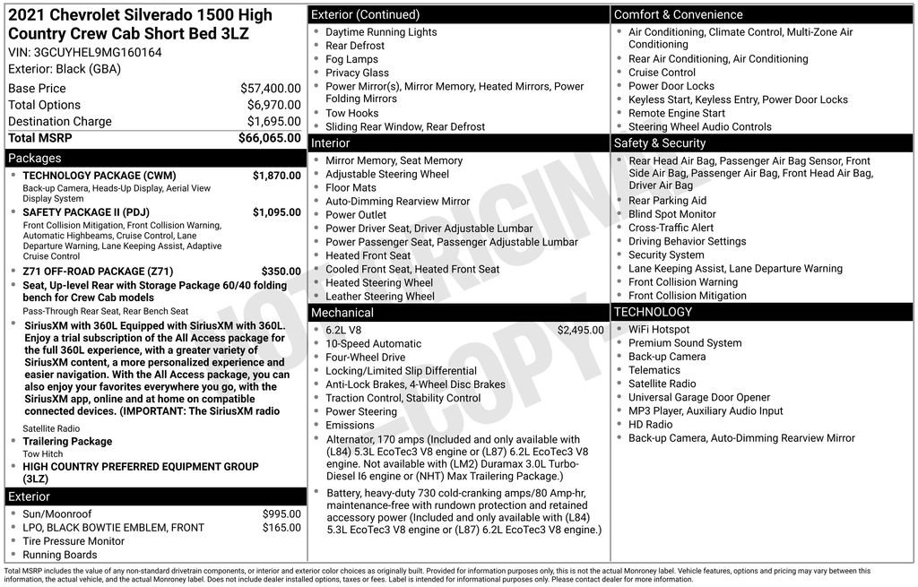 Used 2021 Chevrolet Silverado 1500 High Country w/ Technology Package AWD/4WD image 5