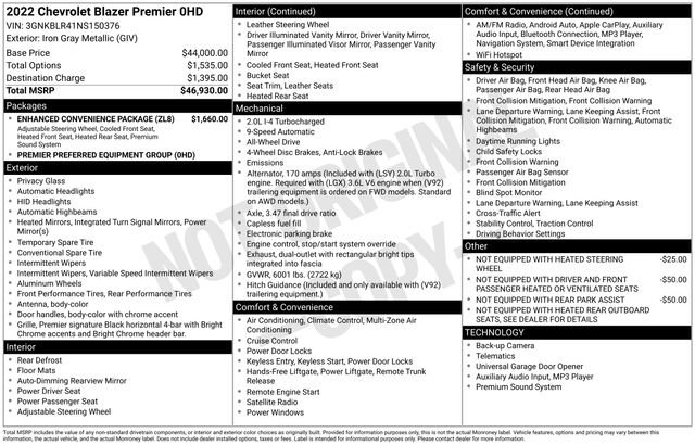 Used 2022 Chevrolet Blazer Premier w/ Enhanced Convenience Package image 25