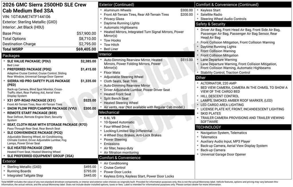 New 2026 GMC Sierra 2500 SLE w/ SLE Value Package; image 4