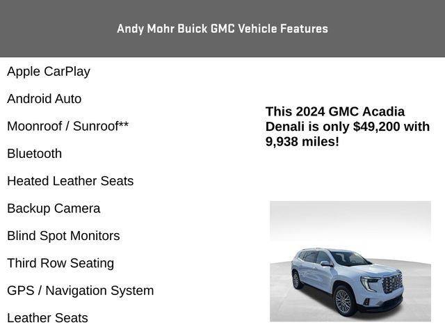 Used 2024 GMC Acadia Denali w/ LPO, Floor Liner Package image 4