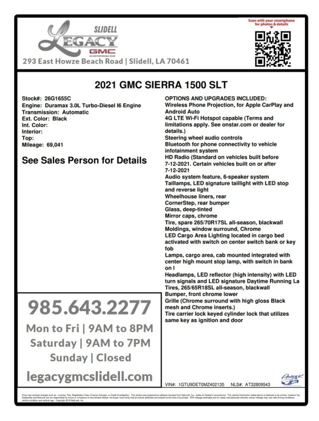 Used 2021 GMC Sierra 1500 SLT w/ SLT Premium Package AWD/4WD image 30