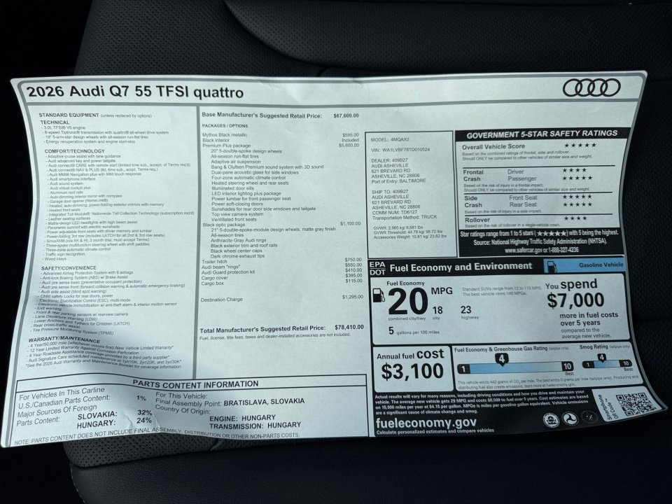 New 2026 Audi Q7 3.0T Premium Plus AWD/4WD image 33