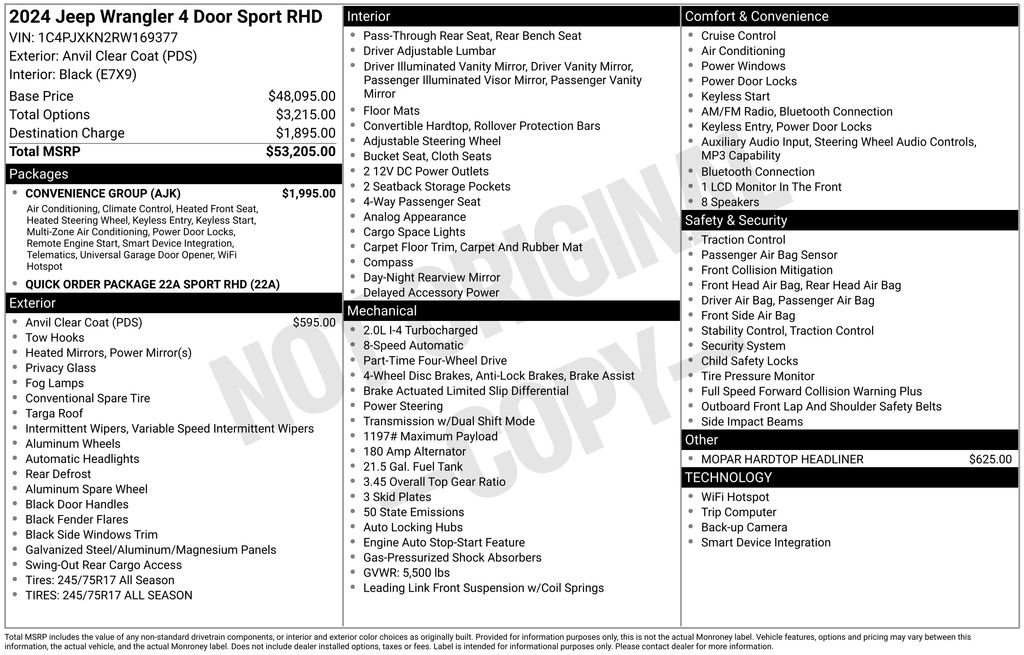 Used 2024 Jeep Wrangler Unlimited Sport w/ Convenience Group image 4