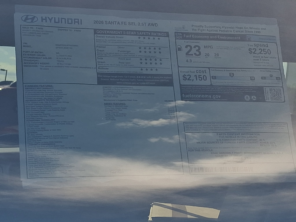 New 2026 Hyundai Santa Fe SEL AWD/4WD image 3
