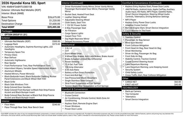 New 2026 Hyundai Kona SEL Sport FWD image 4