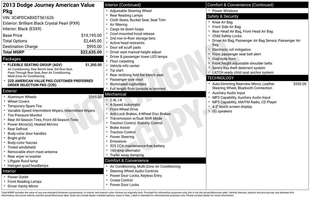 Used 2013 Dodge Journey American Value Package w/ Flexible Seating Group FWD image 34