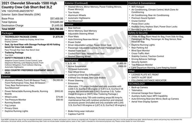 Used 2021 Chevrolet Silverado 1500 High Country w/ Technology Package image 33