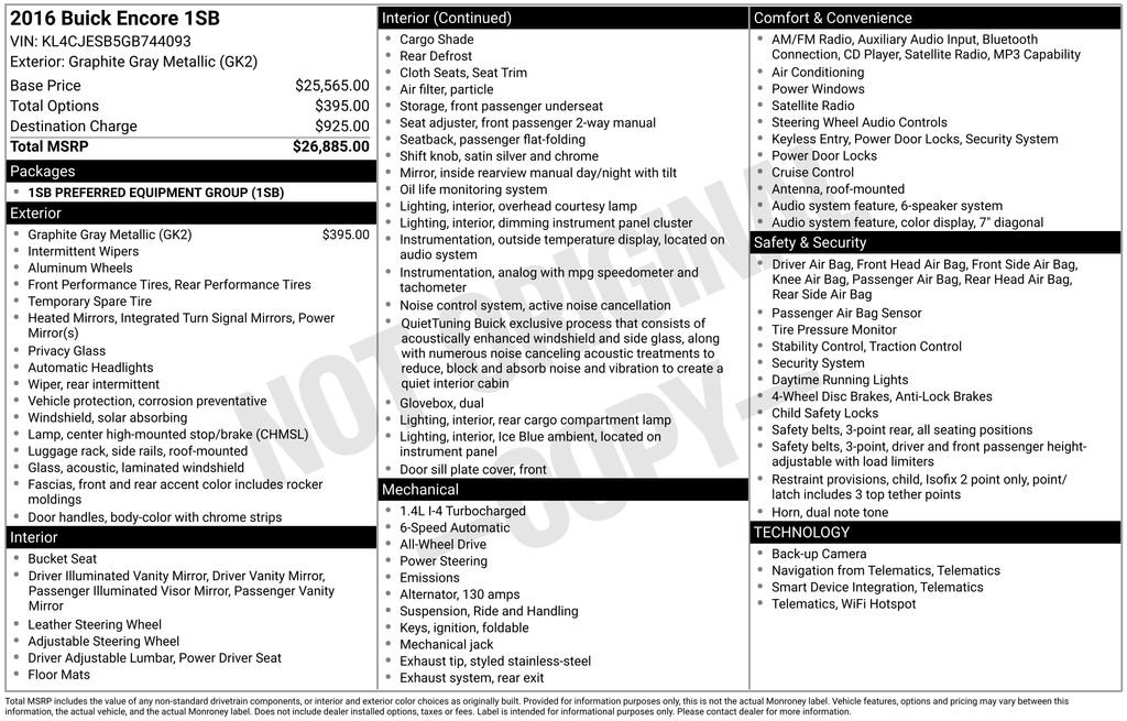 Used 2016 Buick Encore AWD image 26