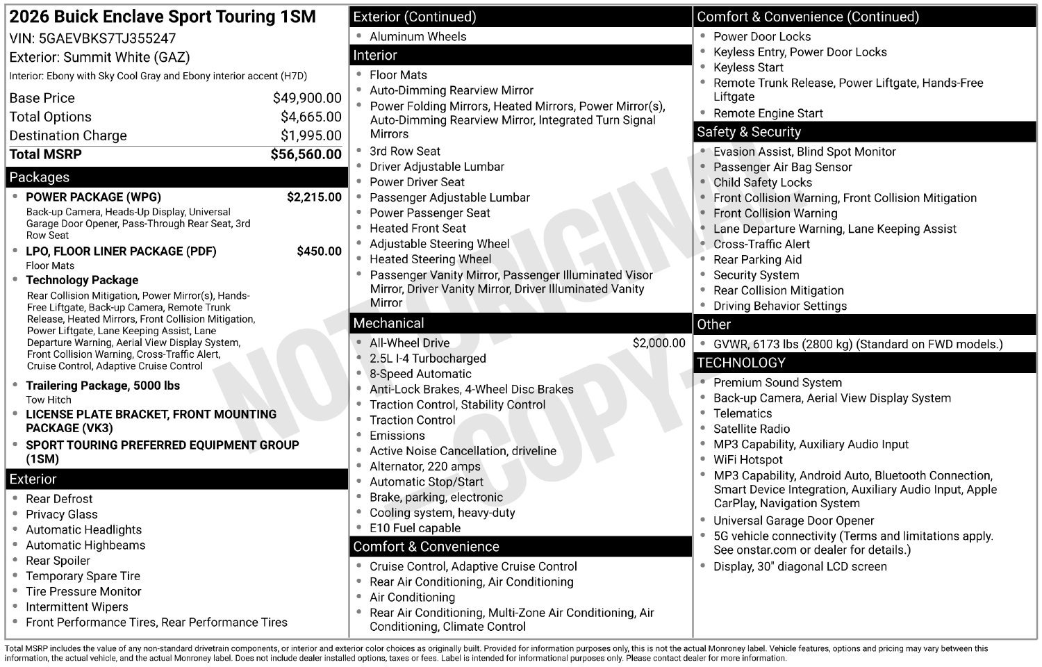 New 2026 Buick Enclave Sport Touring w/ Power Package AWD/4WD image 14
