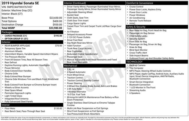 Used 2019 Hyundai Sonata SE w/ Cargo Package FWD image 27