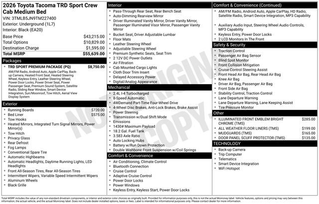 New 2026 Toyota Tacoma TRD Sport w/ TRD Sport Premium Package image 7