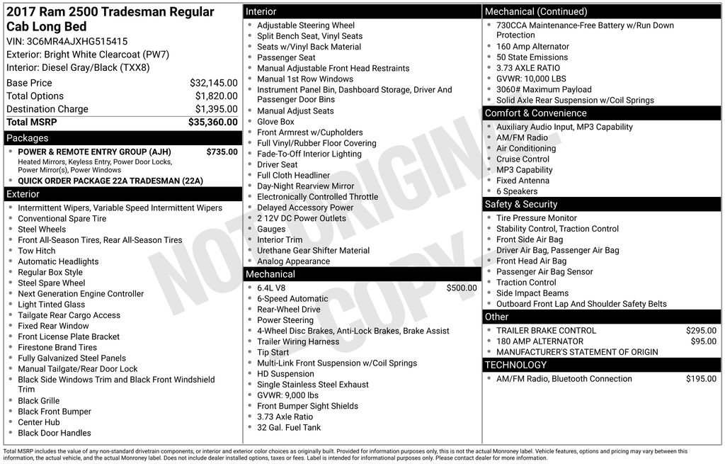 Used 2017 RAM 2500 Tradesman w/ Power & Remote Entry Group image 12
