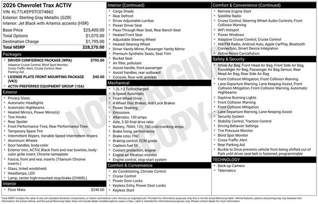 New 2026 Chevrolet Trax ACTIV w/ Driver Confidence Package image 2