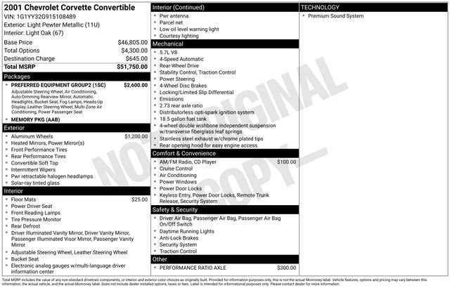 Used 2001 Chevrolet Corvette Convertible w/ Preferred Equipment Group2 image 31