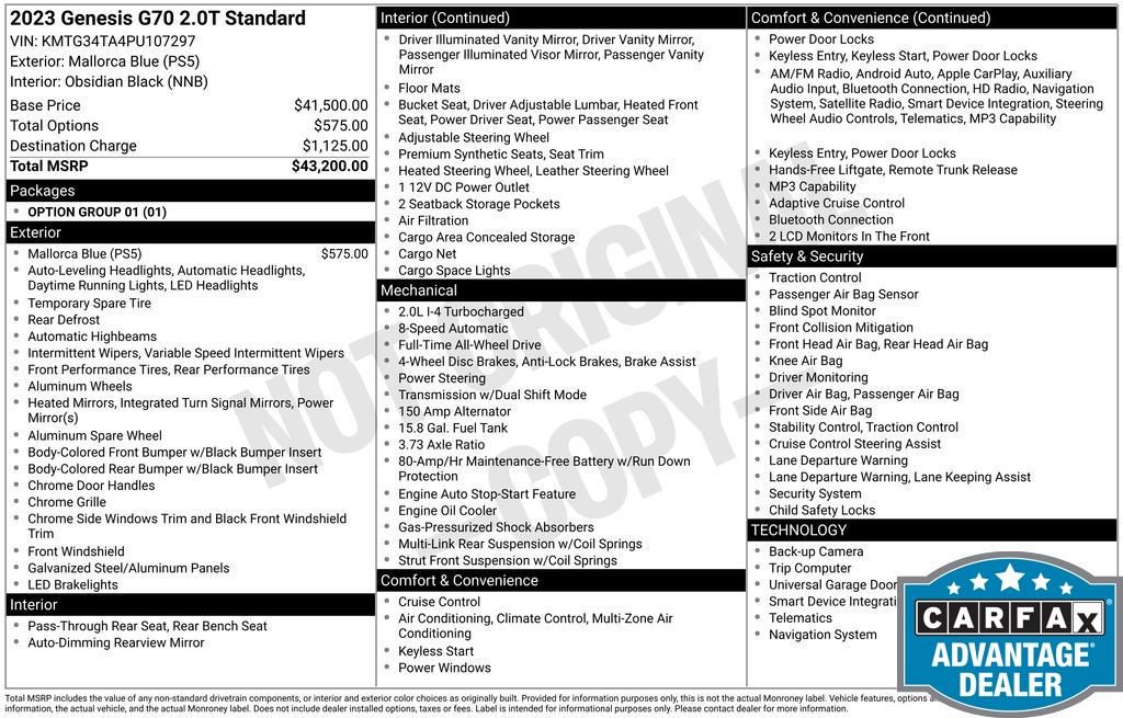 Used 2023 Genesis G70 2.0T image 11