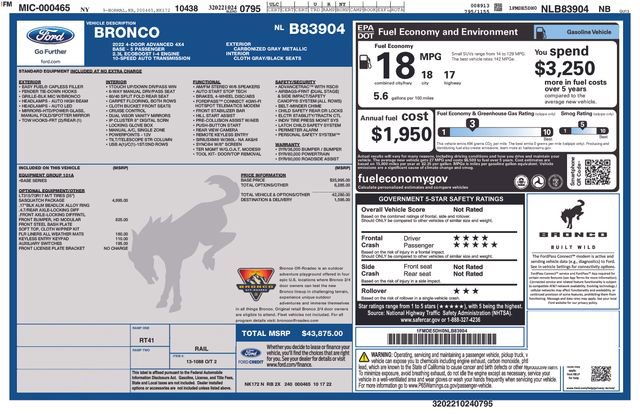 Certified 2022 Ford Bronco 4-Door w/ Sasquatch Package image 3