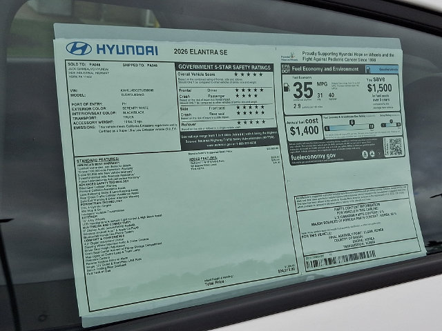 New 2026 Hyundai Elantra SE FWD image 16