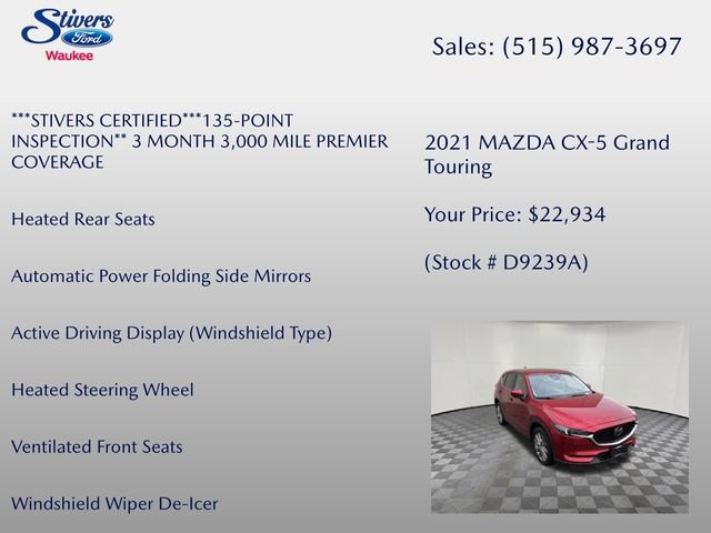 Used 2021 MAZDA CX-5 Grand Touring w/ GT Premium Package AWD/4WD image 16