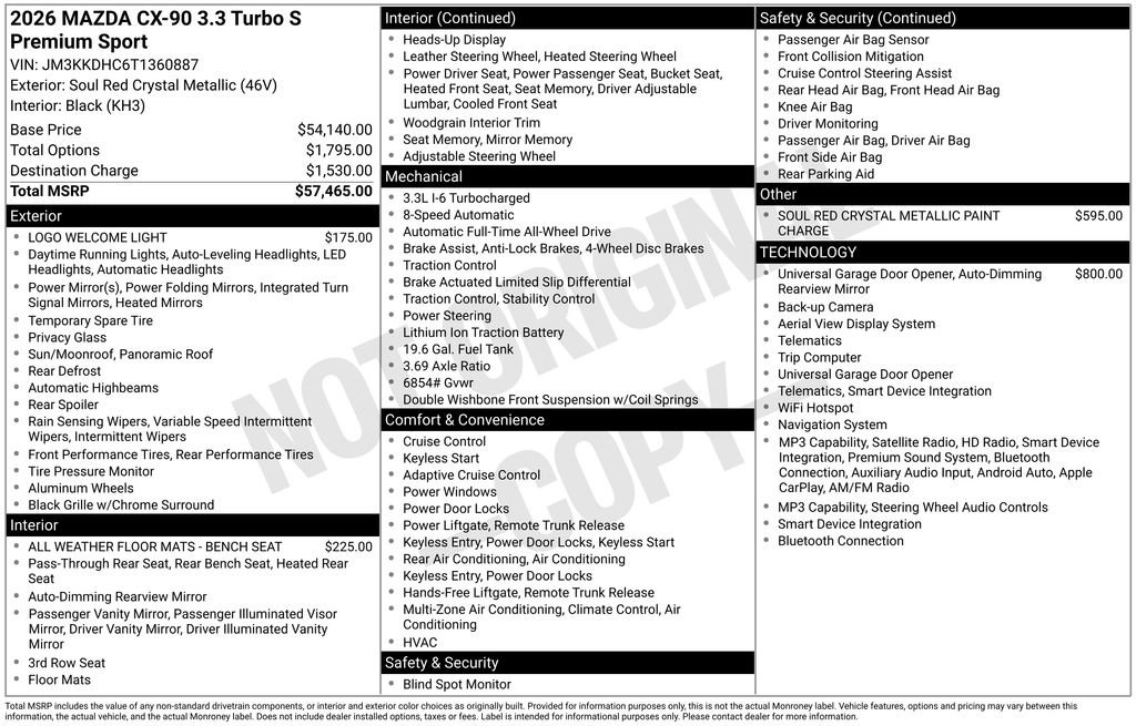 Certified 2026 MAZDA CX-90 3.3 Turbo S w/ Premium Package AWD/4WD image 4