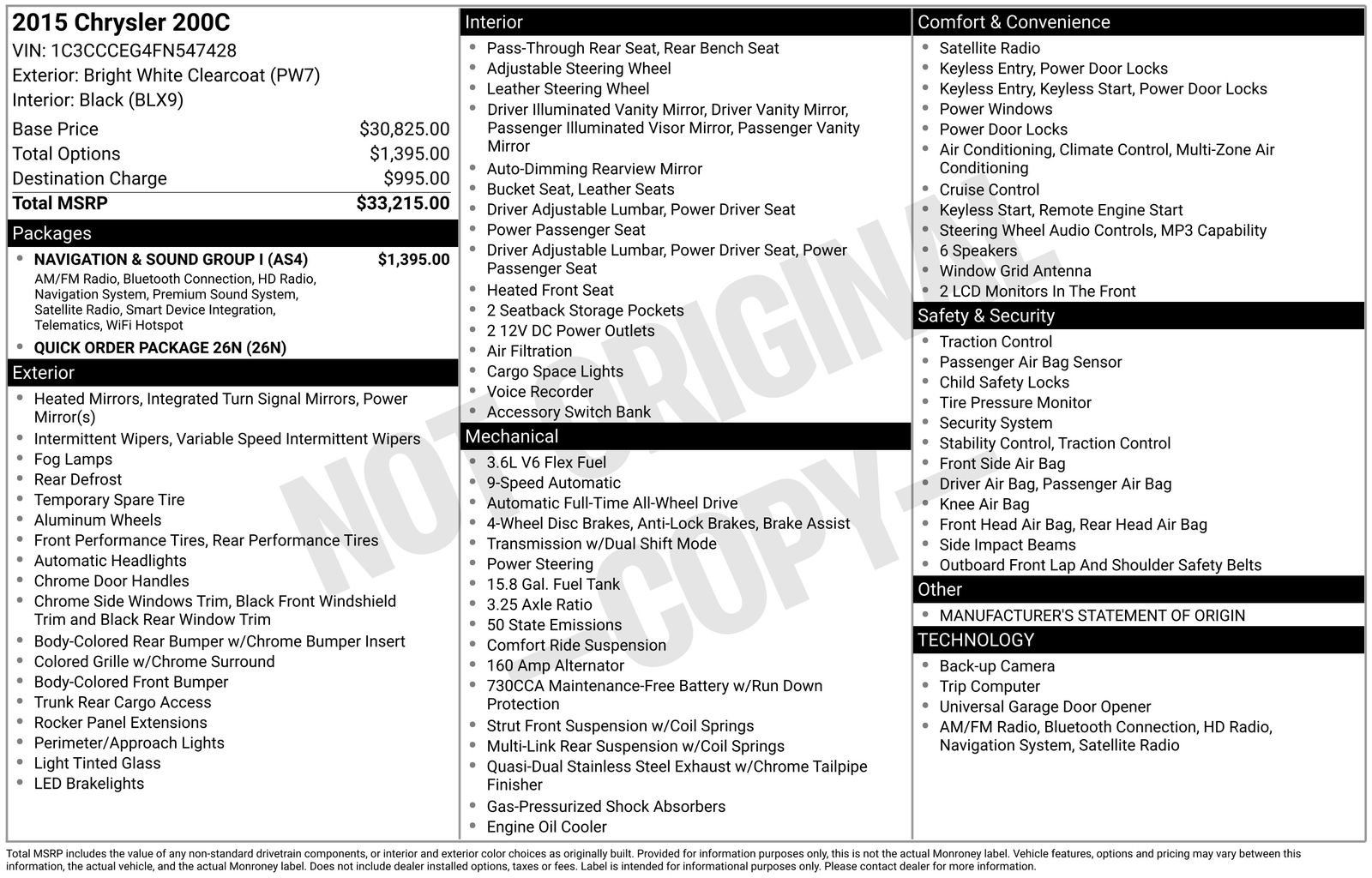 Used 2015 Chrysler 200 C w/ Navigation & Sound Group I AWD/4WD image 15