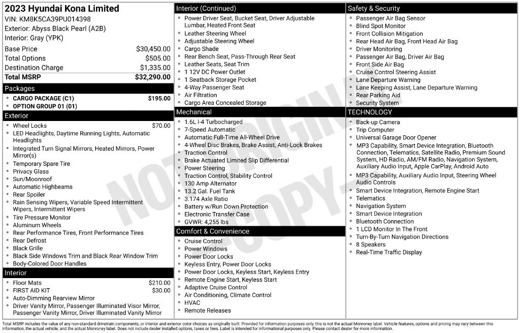 Used 2023 Hyundai Kona Limited w/ Cargo Package AWD/4WD image 2