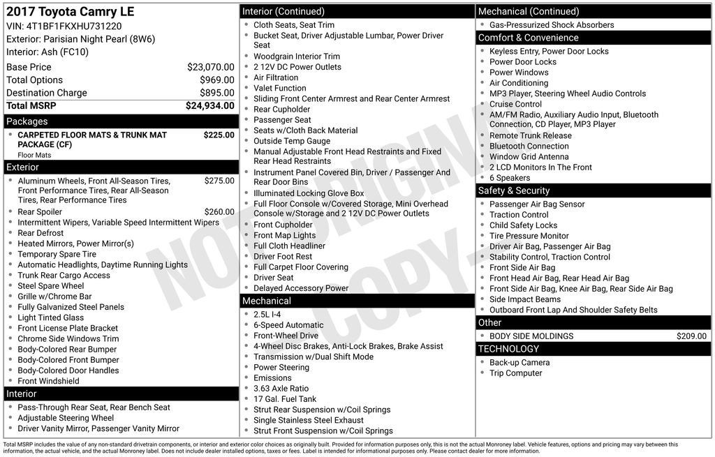 Used 2017 Toyota Camry LE image 47
