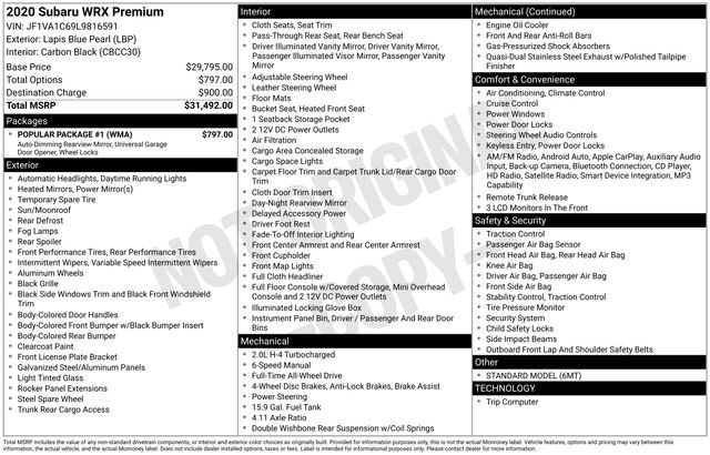 Used 2020 Subaru WRX Premium w/ Popular Package #1 image 6