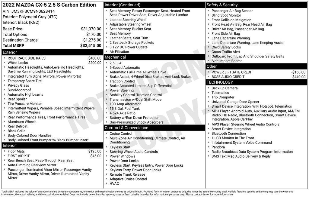 Used 2022 MAZDA CX-5 Carbon Edition AWD/4WD image 11