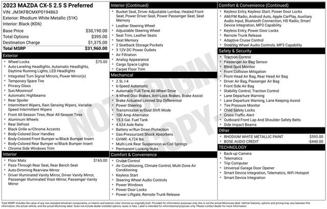 Used 2023 MAZDA CX-5 AWD 2.5 S w/ Preferred Package image 8