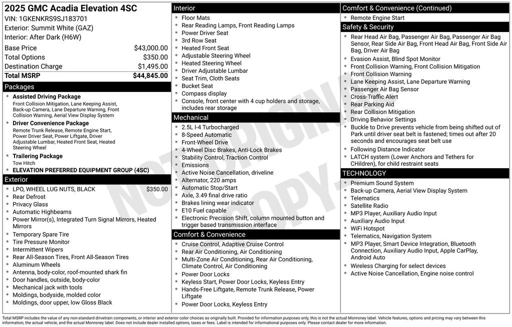 Used 2025 GMC Acadia Elevation FWD image 37