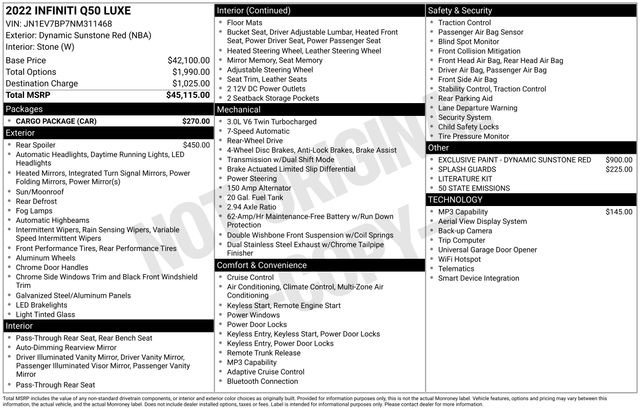 Used 2022 INFINITI Q50 Luxe w/ Cargo Package image 45