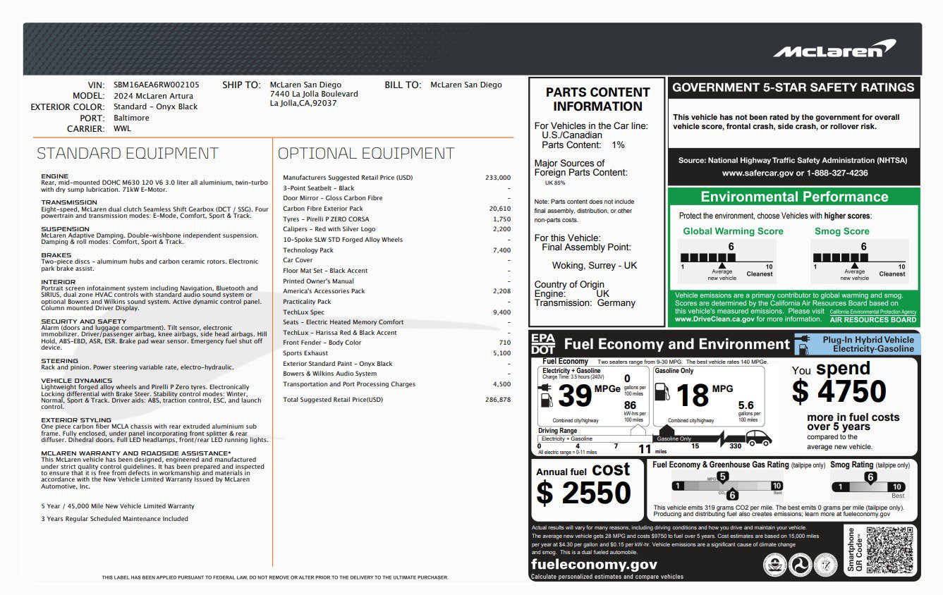 Used 2024 McLaren Artura RWD image 39