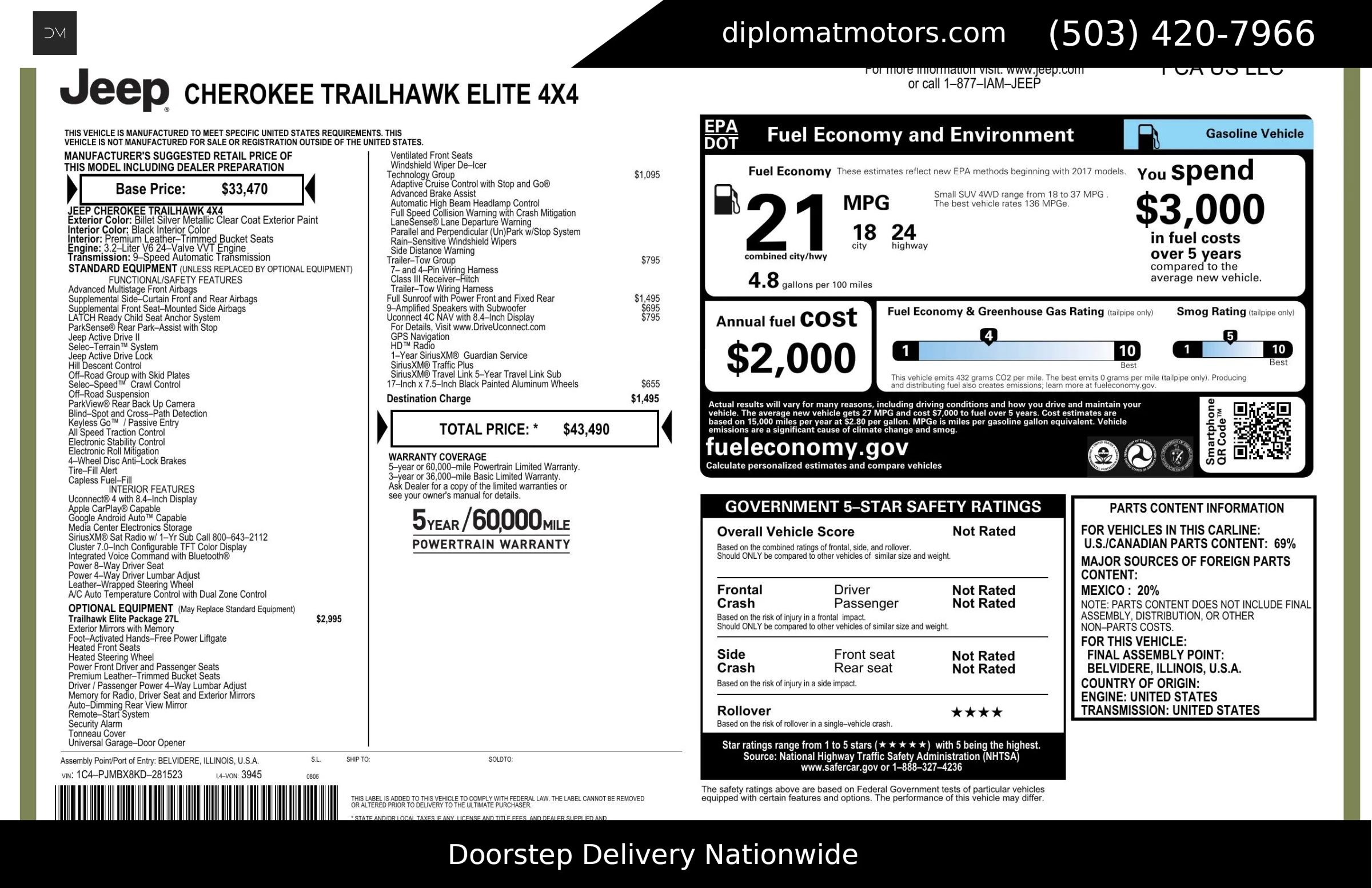 Used 2019 Jeep Cherokee Trailhawk image 2