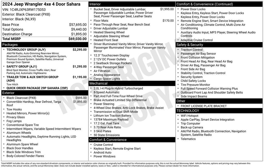 New 2024 Jeep Wrangler Unlimited Sahara w/ Technology Group AWD/4WD image 6