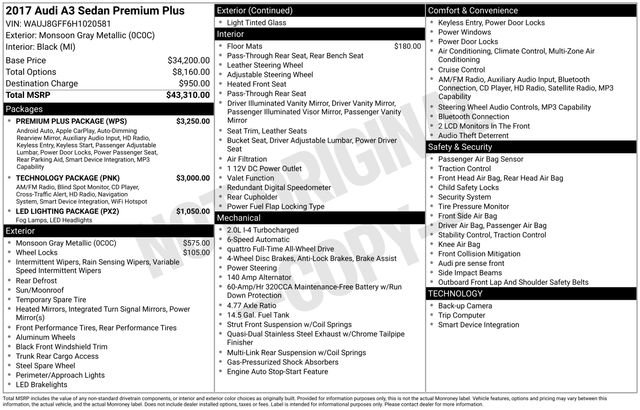 Used 2017 Audi A3 2.0T Premium Plus w/ Premium Plus Package image 10