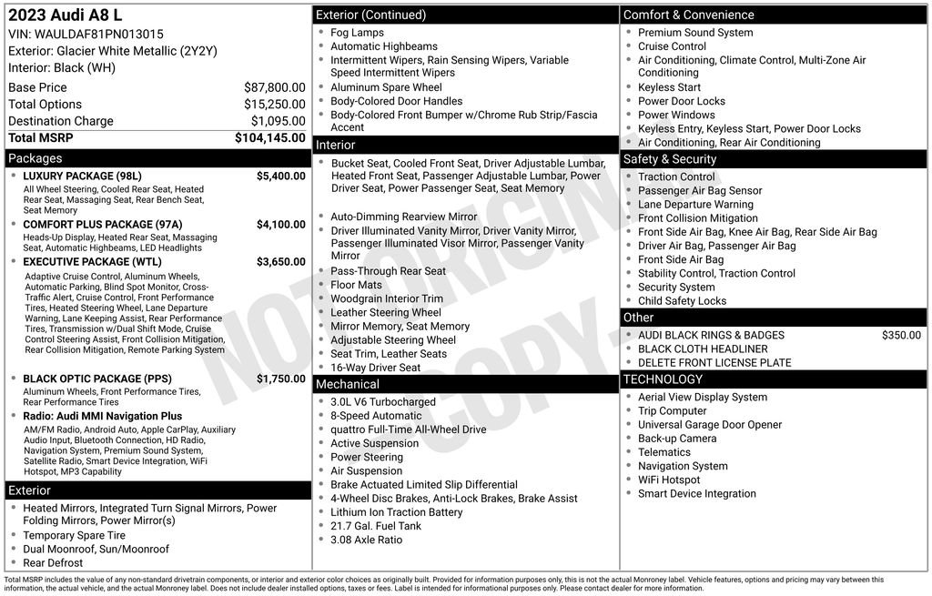 Used 2023 Audi A8 L 3.0T w/ Luxury Package image 39