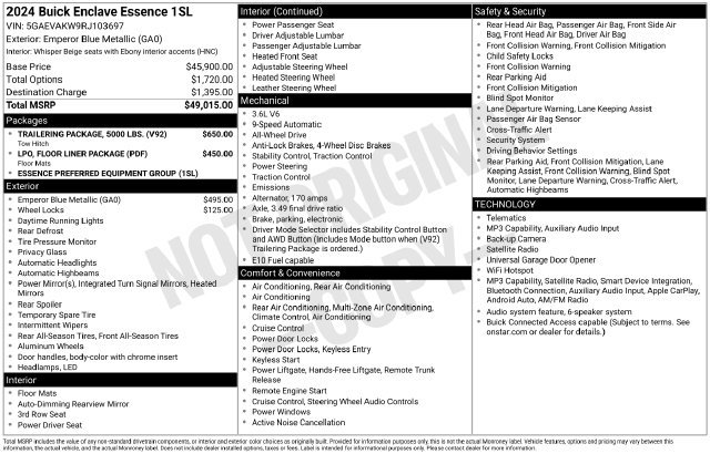 Certified 2024 Buick Enclave Essence w/ Trailering Package, 5000 lbs. AWD/4WD image 6