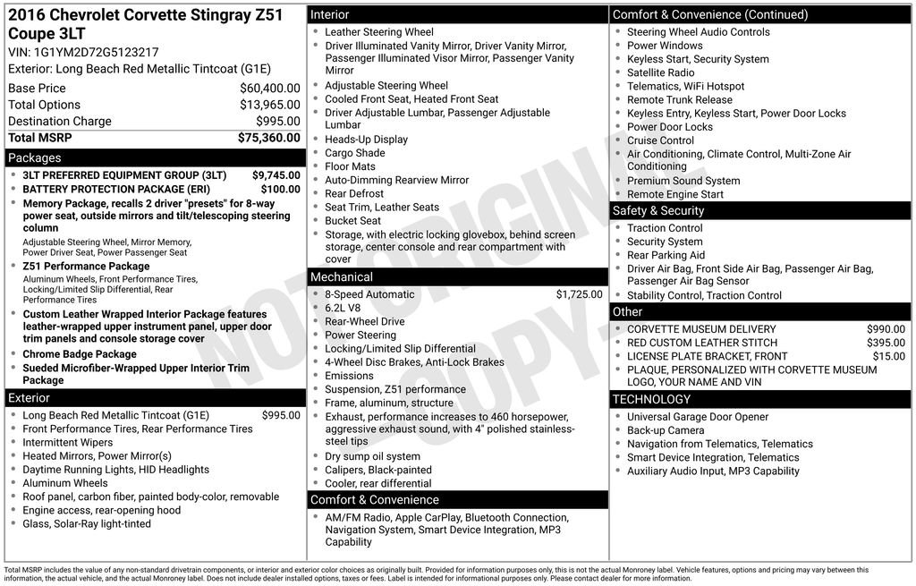 Used 2016 Chevrolet Corvette Stingray Coupe w/ 3LT Preferred Equipment Group image 3