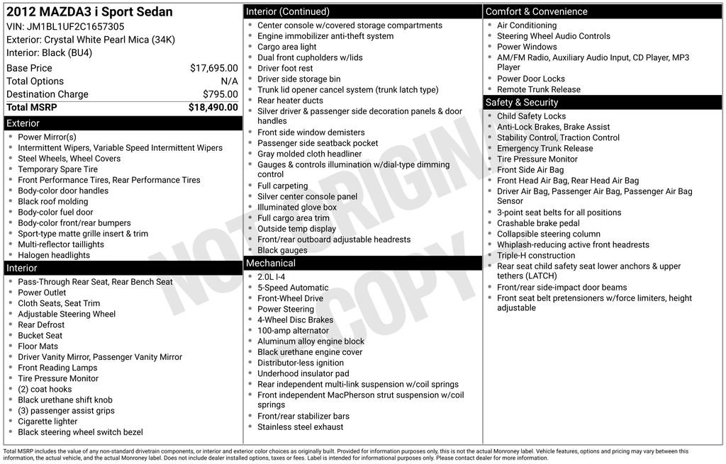 Used 2012 MAZDA MAZDA3 i Sport image 2