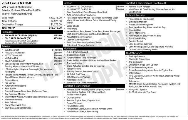 Certified 2024 Lexus NX 350 AWD w/ Package Accessory (P2) image 51