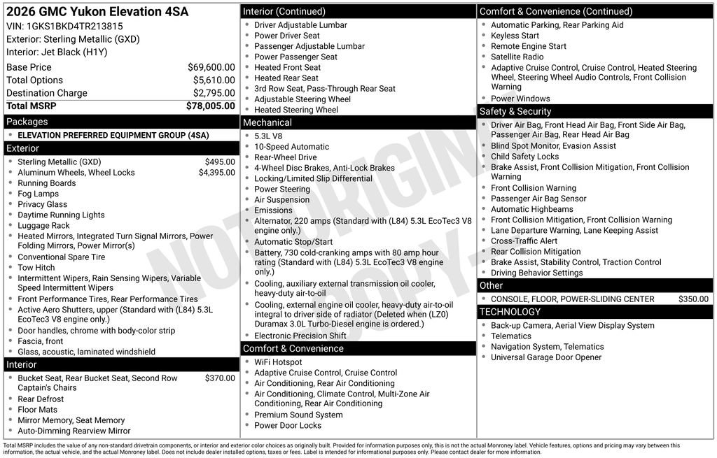 New 2026 GMC Yukon Elevation image 40