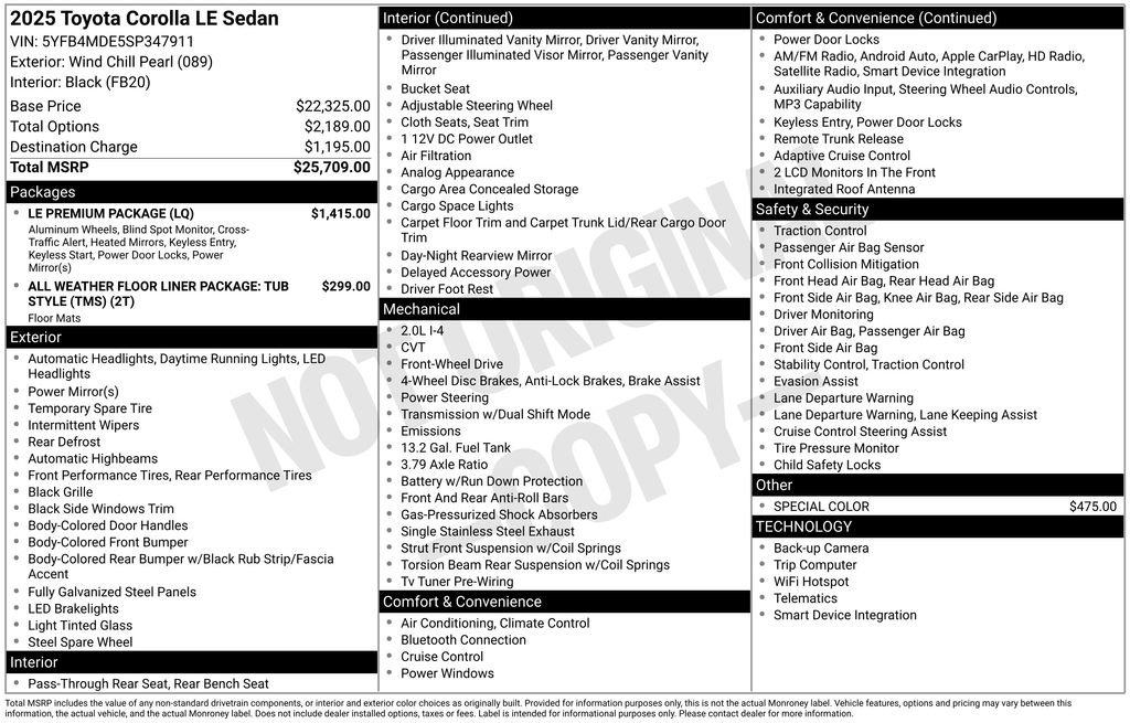 Used 2025 Toyota Corolla LE w/ LE Premium Package image 36