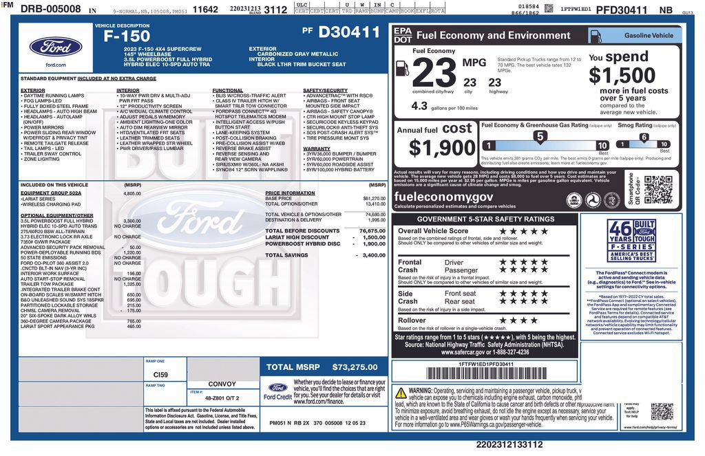 Certified 2023 Ford F150 Lariat w/ Equipment Group 502A High AWD/4WD image 27