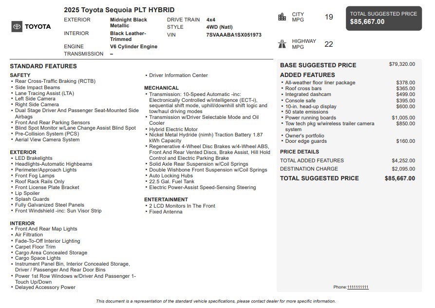 Used 2025 Toyota Sequoia Platinum w/ Tow Technology Package AWD/4WD image 35