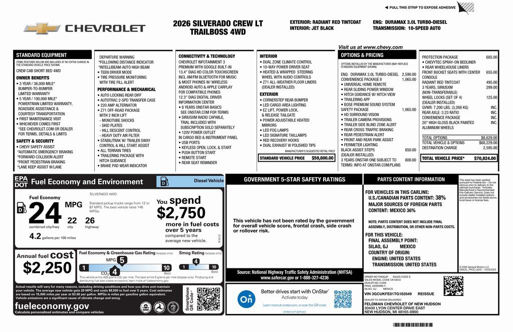 New 2026 Chevrolet Silverado 1500 LT Trail Boss w/ Safety Package image 4