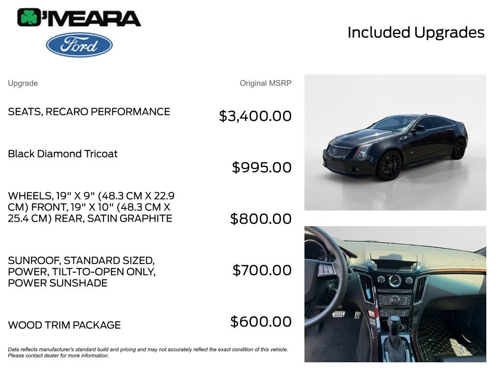 Used 2012 Cadillac CTS V w/ Wood Trim Package RWD image 4