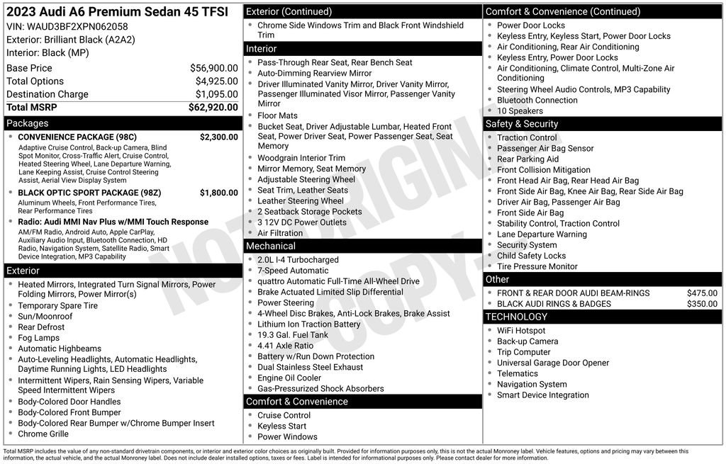 Used 2023 Audi A6 2.0T Premium w/ Convenience Package AWD/4WD image 17