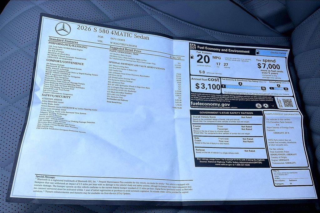 New 2026 Mercedes-Benz S 580 4MATIC Sedan image 13