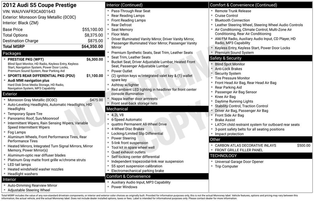 Used 2012 Audi S5 Prestige w/ Prestige Pkg image 27