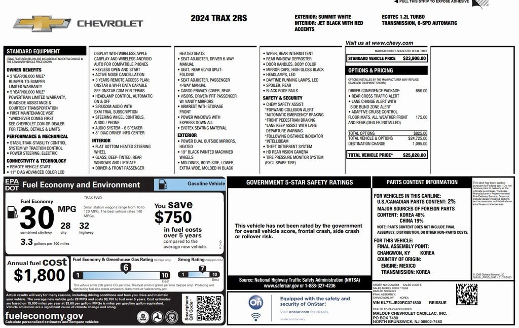 Used 2024 Chevrolet Trax RS w/ Driver Confidence Package image 3
